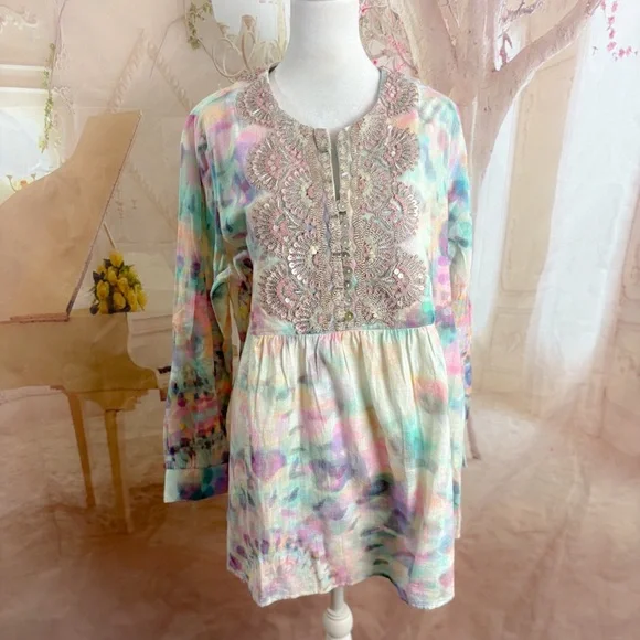 NEW Soft Surroundings Bazille Pastel Embroidered Tunic - Picture 2 of 14
